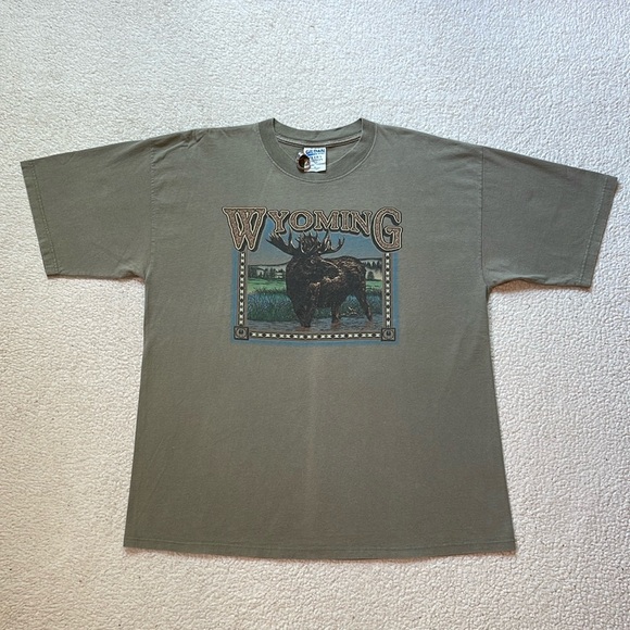 Vintage 90s Wyoming Moose Graphic Tee - Picture 1 of 8